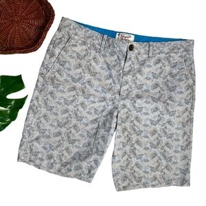 Penguin Men’s Grey Leaf Palm Frond Patterned Lightweight Hybrid Shorts Size 36